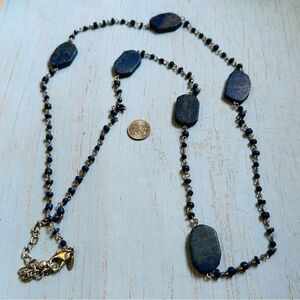 Chicos‎ Blue Lapis Silver Long Necklace